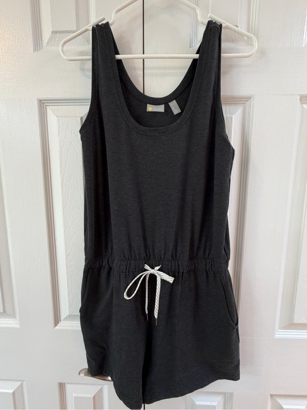 Zella Charcoal Gray Gwen Pointe Sleeveless Shorts Romper Size S